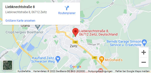 Kartenausschnitt: Pfandhaus Zeitz, Liebknechtstraße 8, 06712 Zeitz